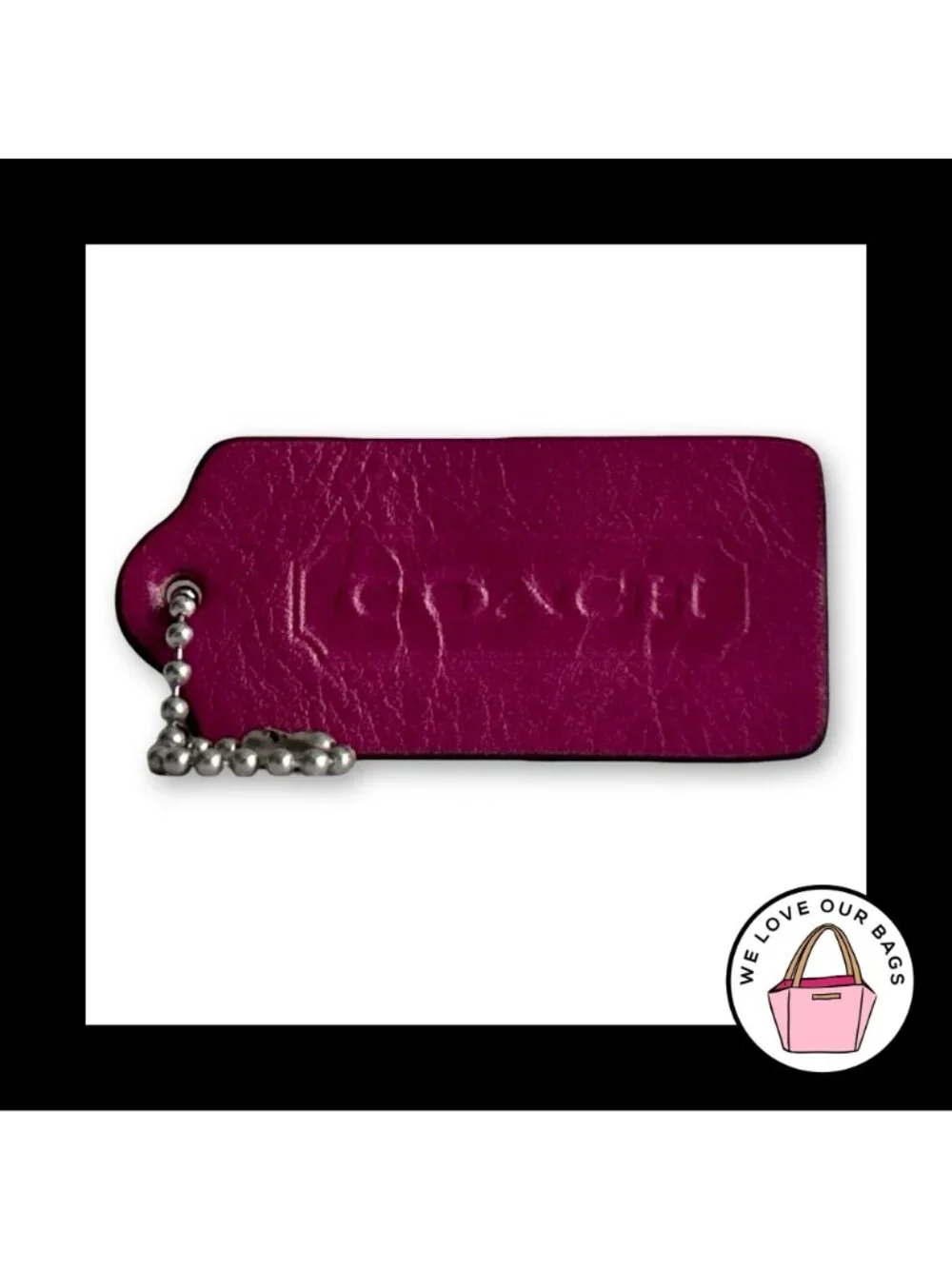 Limited Edition COACH LEGACY Hang Tag Pink Leather Key Fob Bag Charm Keychain